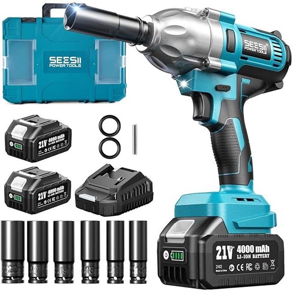 Seesii 665 FT-LBS Cordless Impact Wrench with Batteries