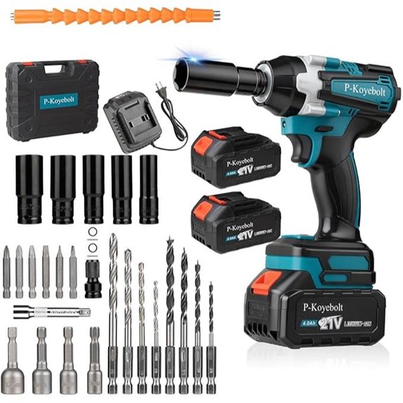 Cordless Impact Wrench Set with 2 Batteries and Sockets