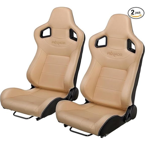 PEXMOR Reclinable Racing Bucket Seats Creamy White