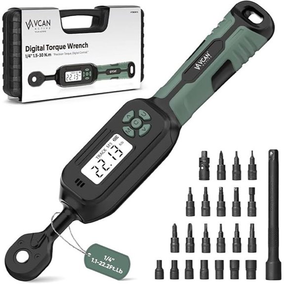 Digital 1/4 Torque Wrench with Buzzer & Bits Set