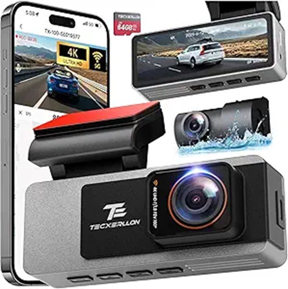 Dual 4K Dash Camera with GPS Night Vision & WiFi
