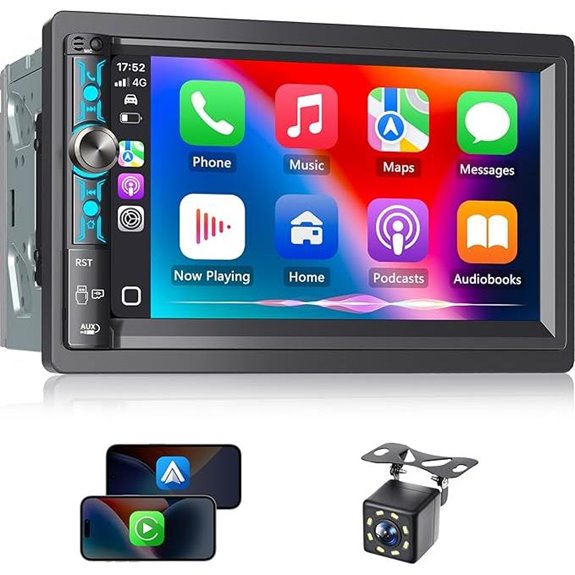 Double Din Car Stereo with Apple CarPlay & Bluetooth