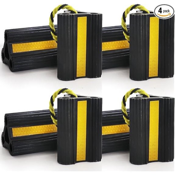 RV Wheel Chocks 8-Pack with Rope & Reflective Strips