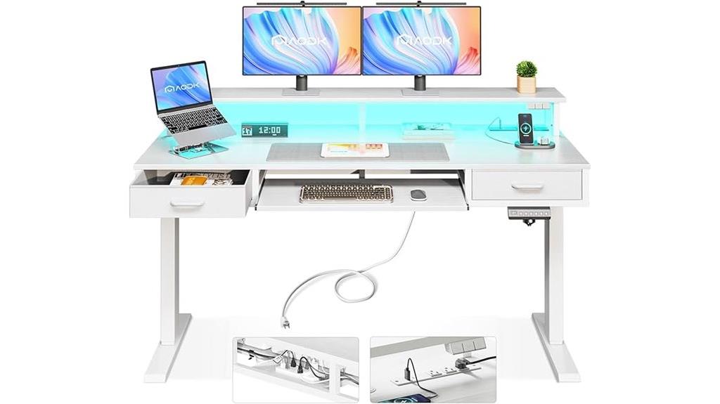 electric standing desk with drawers