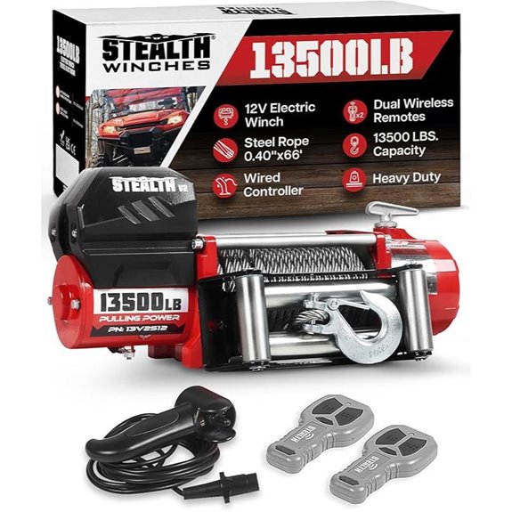 Stealth 13500lb Electric Truck Winch with Wireless Remotes