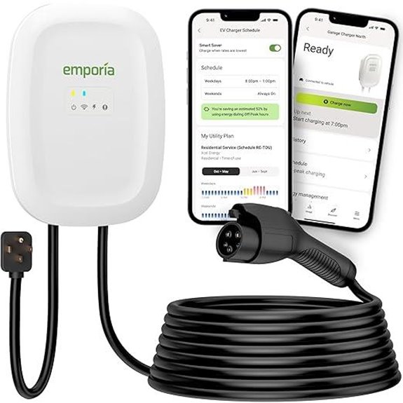 EMPORIA Level 2 EV Charger with WiFi 25ft Cable