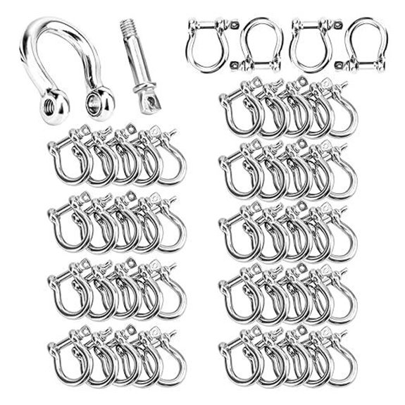 50 PCS 1/4 Inch Stainless Steel D Ring Shackles