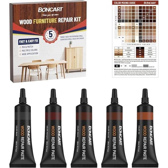 Wood Furniture Repair Kit with 5 Dark Colors