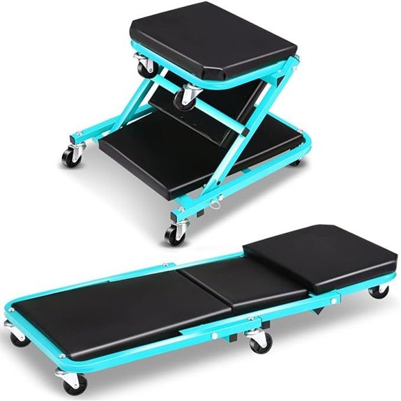 Foldable 2-in-1 Rolling Garage Creeper Seat