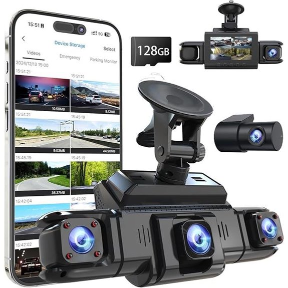 4-Channel 360° Dash Cam with Night Vision and 128GB Card