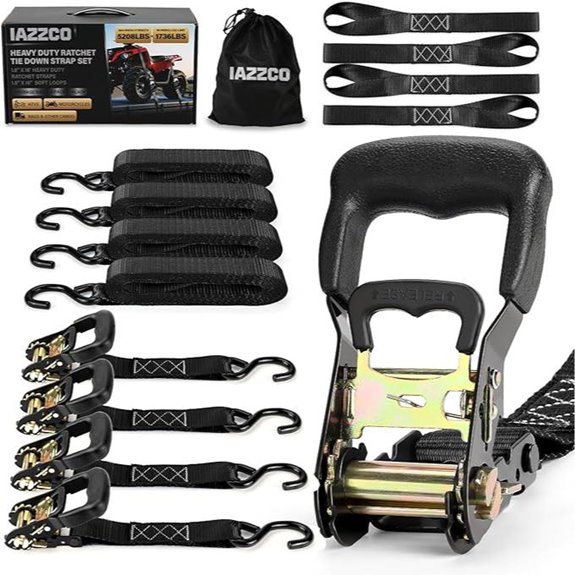 Heavy Duty Ratchet Straps with Hooks (4 Pack)