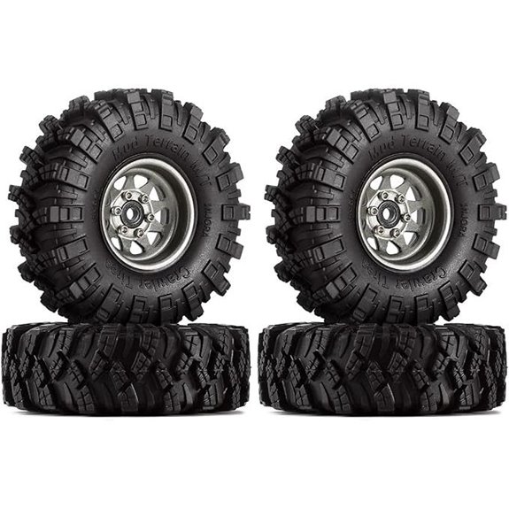 INJORA 1.0 Beadlock Wheel & Tire Set (Grey)