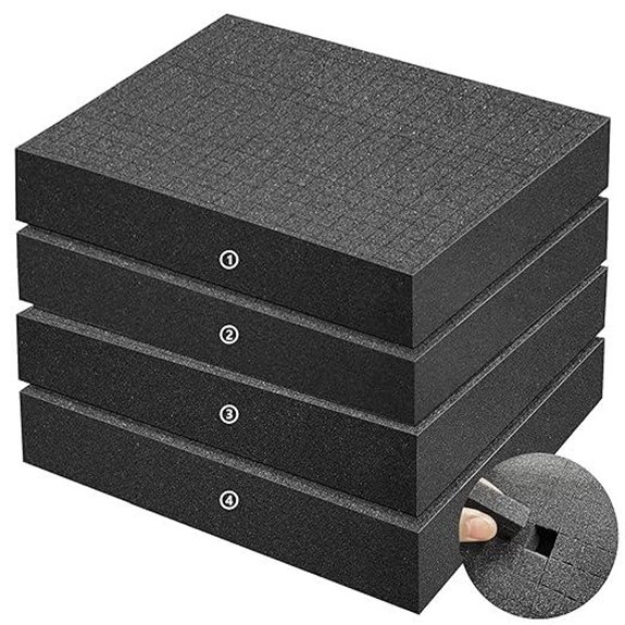 4 Pack Gun Case Foam Inserts for Storage and Padding