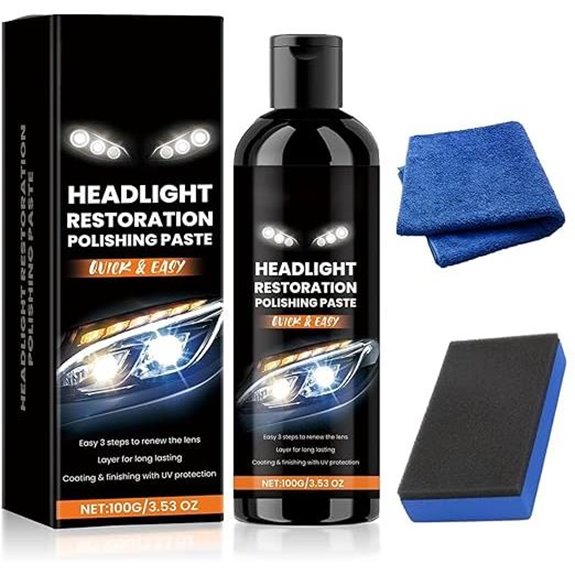 Car Headlight Restoration Kit with Polish and Wipes