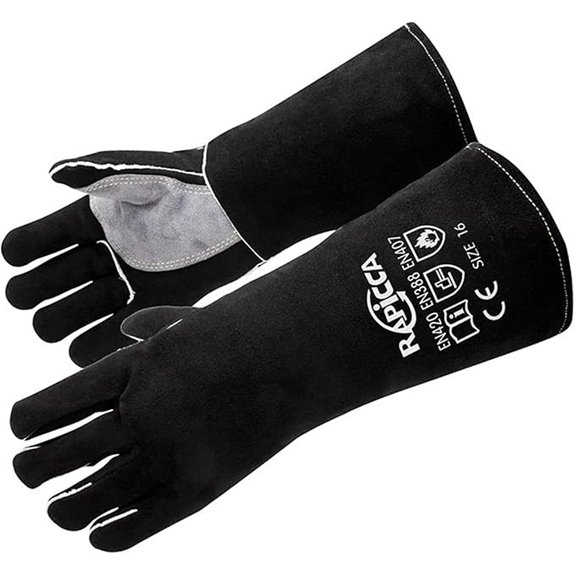 RAPICCA Heat-Resistant Fireplace Gloves 14-Inch Black