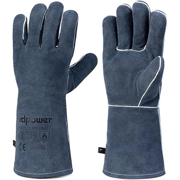 Fireplace Welding Gloves Heat-Resistant Leather 14-Inch