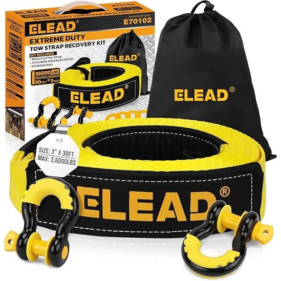 ELEAD Heavy Duty Tow Strap with Hooks 30ft