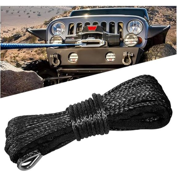Heavy Duty 50ft Synthetic Winch Rope Kit for Vehicles