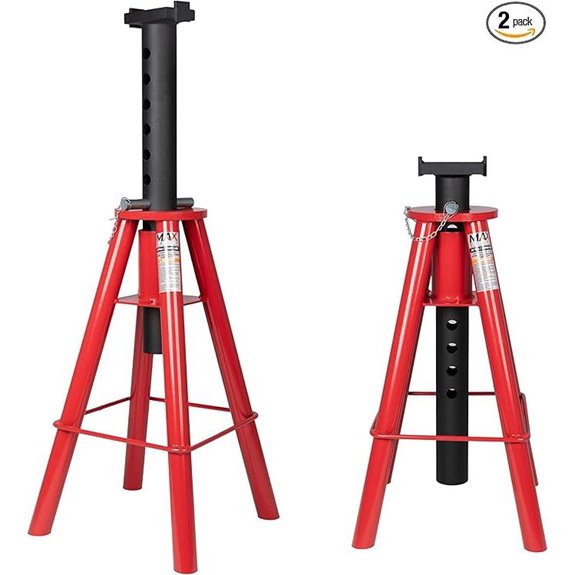 Heavy-Duty 10 Ton Pin Type Adjustable Jack Stands