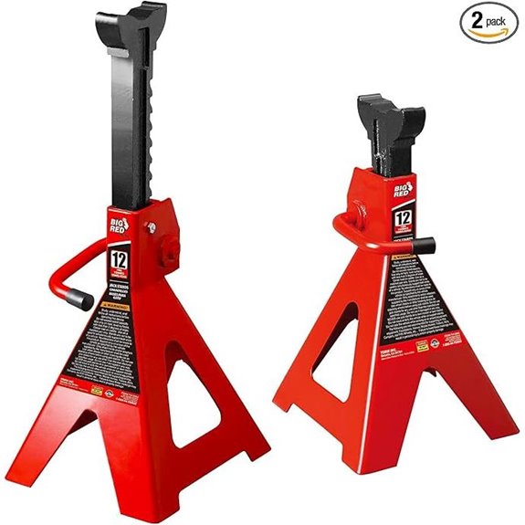 Big RED 12 Ton Adjustable Jack Stands (2 Pack)