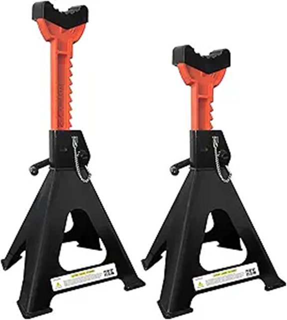 6 Ton Adjustable Jack Stands with Rubber Pads (Pair)