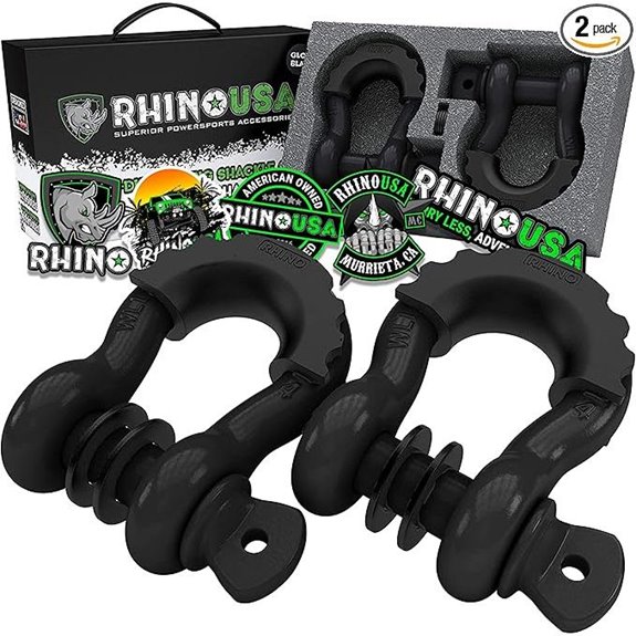 Rhino USA Heavy Duty 2-Pack D Ring Shackles