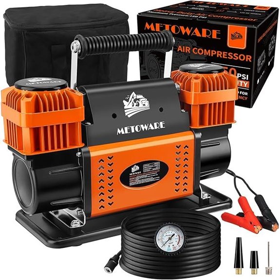 METOWARE Offroad 12V Air Compressor with Dual Cylinder