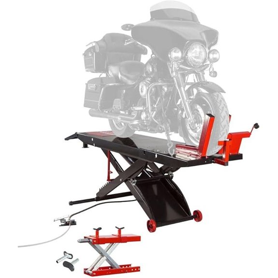 Black Widow Pneumatic Motorcycle Lift Table (1500 lb)