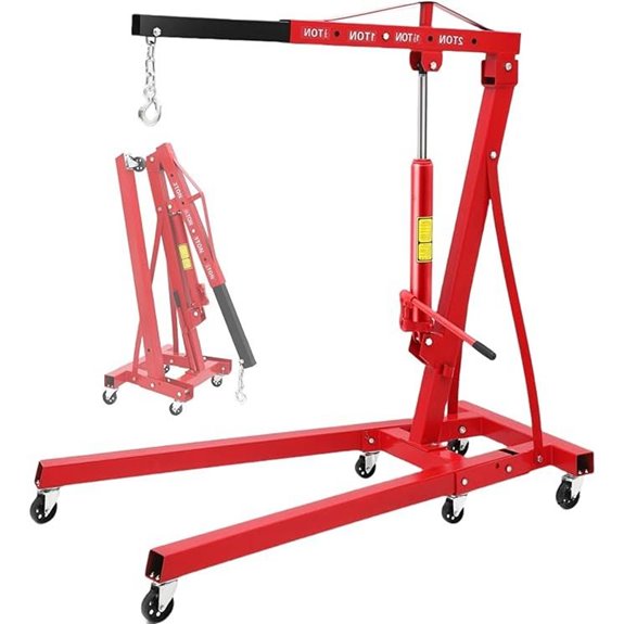 2-Ton Folding Hydraulic Engine Hoist with Casters