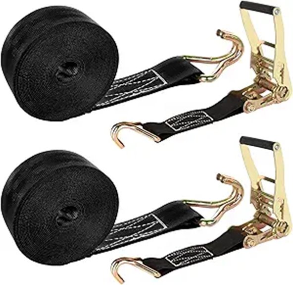 2 Pack 20ft Heavy Duty Ratchet Straps with Hooks