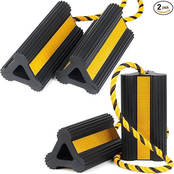 OULEME Heavy Duty Rubber Wheel Chocks (2 Pairs)