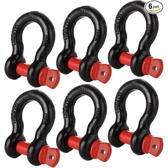 6PCS Heavy Duty 3.25 Ton Screw Shackle Set