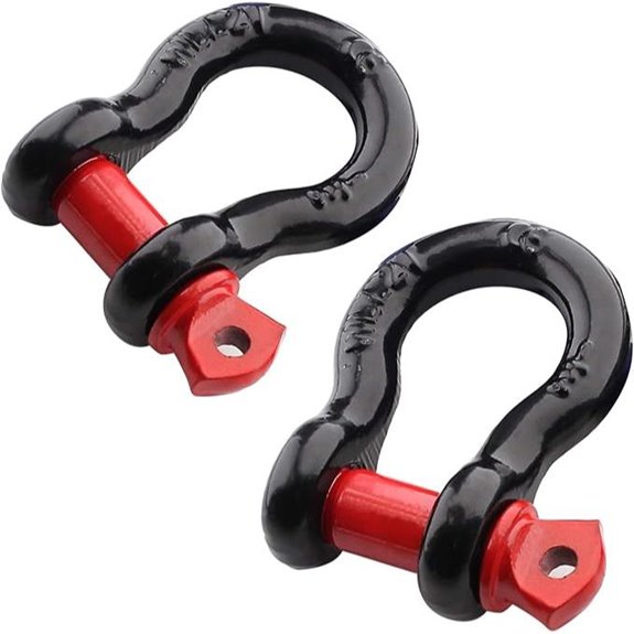 2Pcs 1/2 Inch D Ring Shackle 12 Ton Capacity