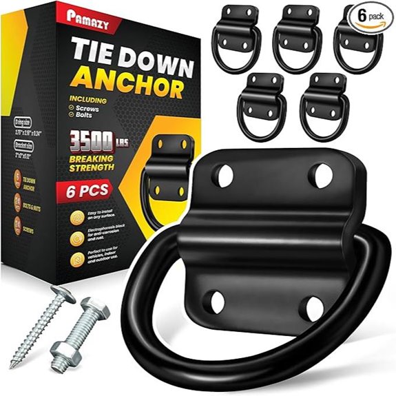 6PCS Heavy Duty Steel D Rings Tie Down Anchors