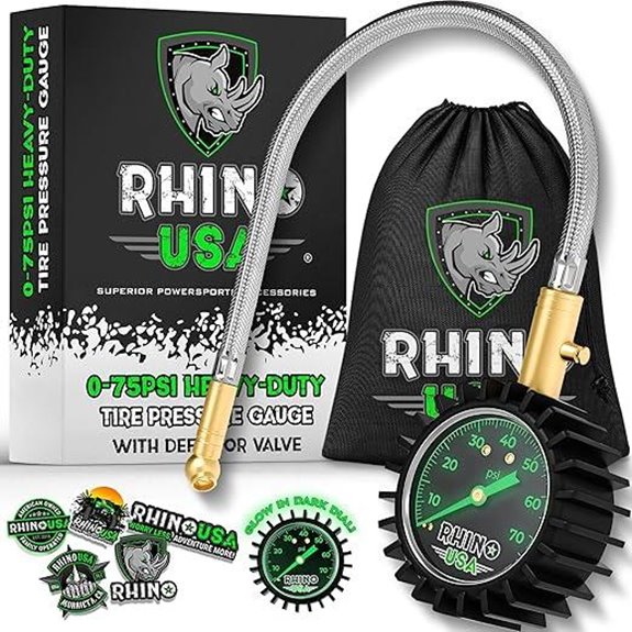 Rhino USA Heavy Duty Tire Pressure Gauge