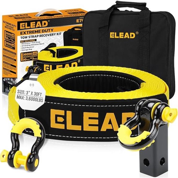 ELEAD Heavy Duty Tow Strap with Hooks and Shackles