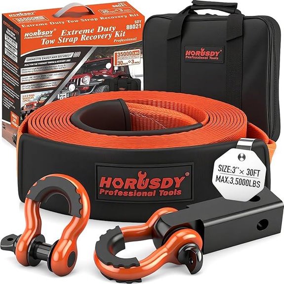 HORUSDY Heavy Duty Tow Strap & Shackles (35,000 lbs)