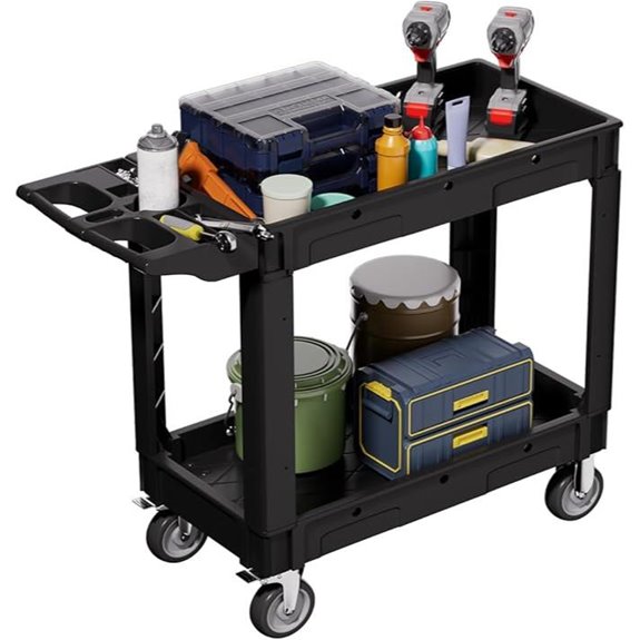 2-Tier Heavy Duty Utility Cart with Swivel Wheels