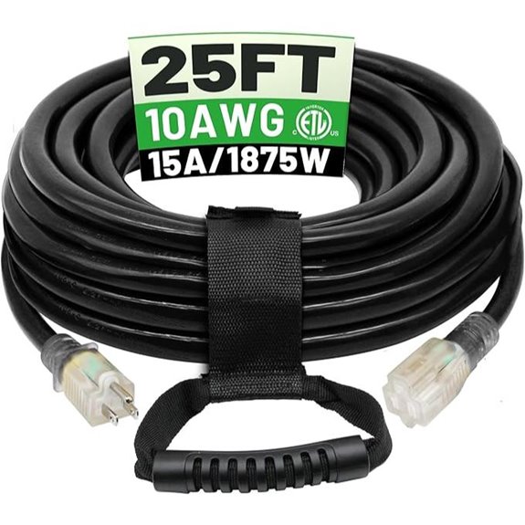 POWGRN 25 Ft Heavy Duty Waterproof Extension Cord