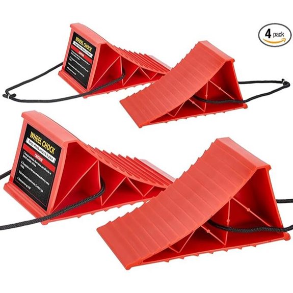 Heavy Duty Wheel Chocks 4-Pack with Rope