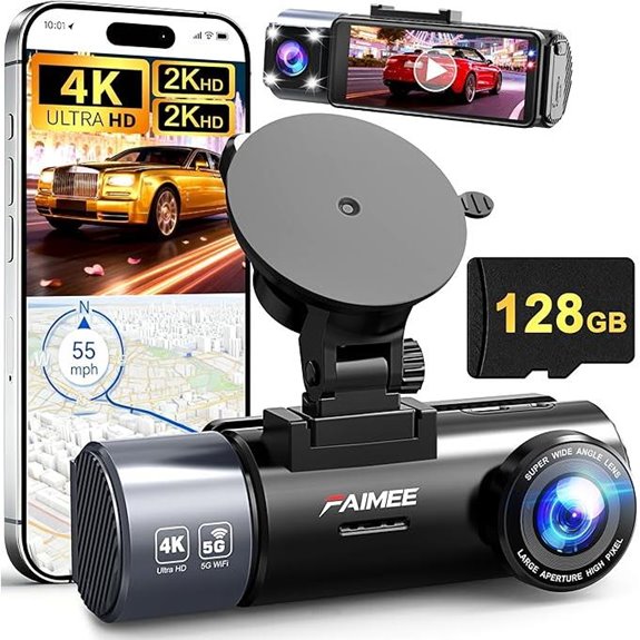 4K Dual Dash Cam with GPS and WiFi