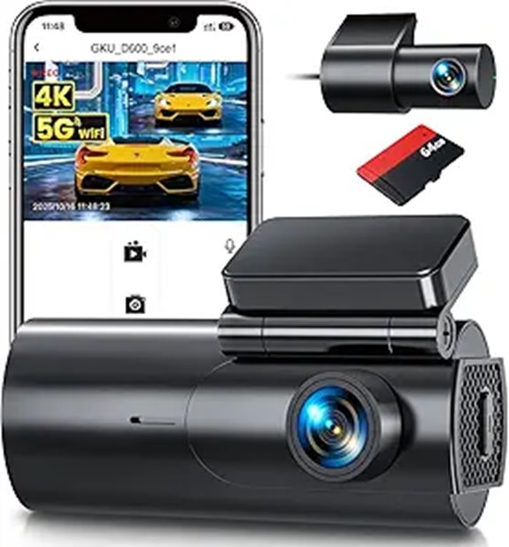 GKU 4K+1080P Dual Dash Cam with WiFi