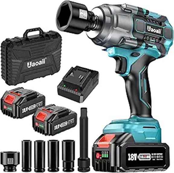 Cordless Impact Wrench 1/2 958 Ft-lbs with Batteries