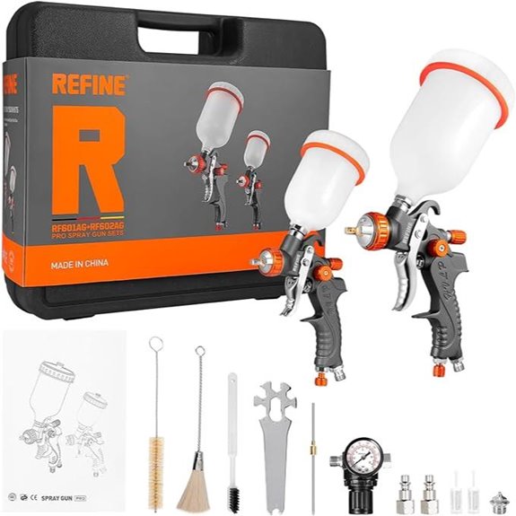 Refine HVLP Gravity Spray Gun Set with Regulator