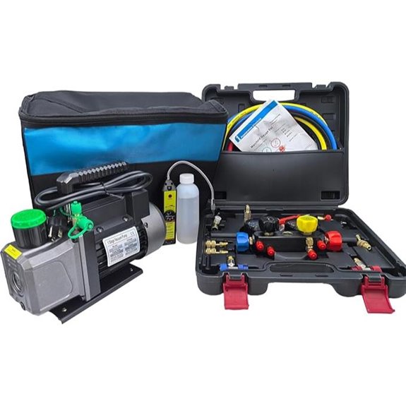 HVAC Vacuum Pump & Manifold Gauge Set with Leak Detector