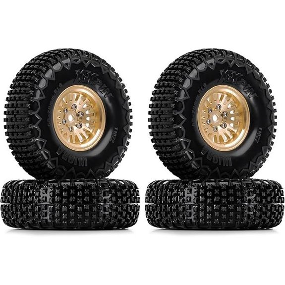 INJORA 1.0 XHX Pin Tires & Brass Beadlock Wheels