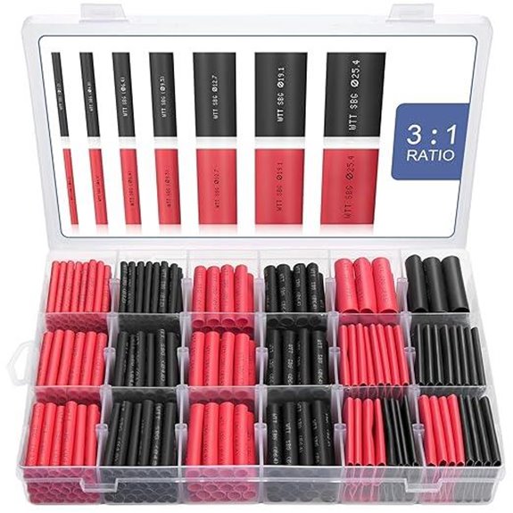 Heat Shrink Tubing Kit 400 PCS Marine Grade Black/Red