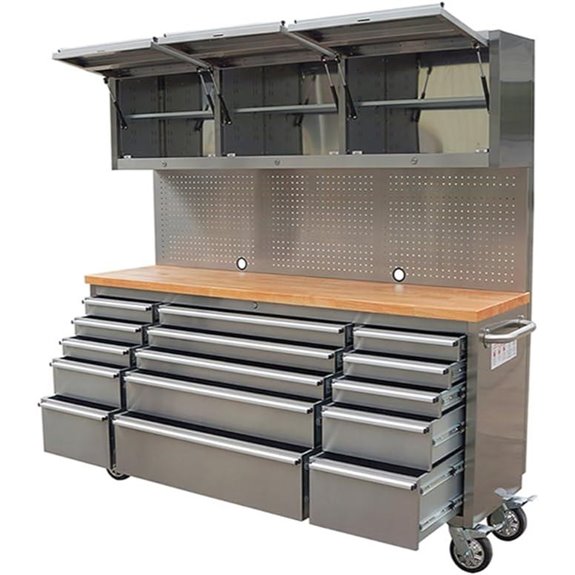 72-Inch Stainless Steel Tool Chest with Drawers and Cabinet