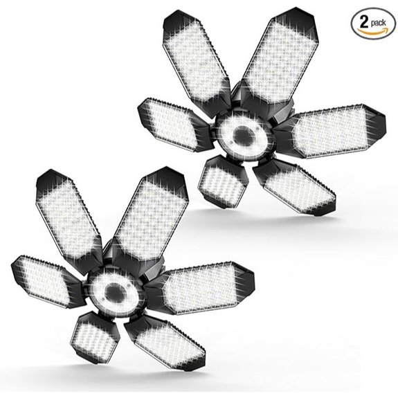 2-Pack LED Garage Ceiling Lights with Deformable Panels