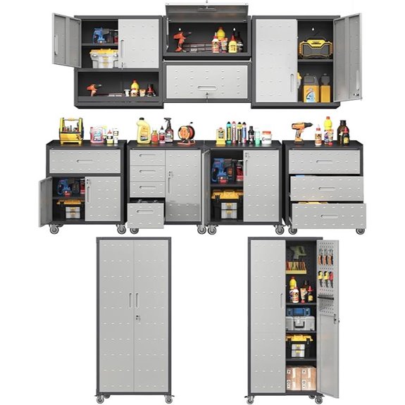 Metal Tool Cabinet Set with Locking Rolling Cabinets